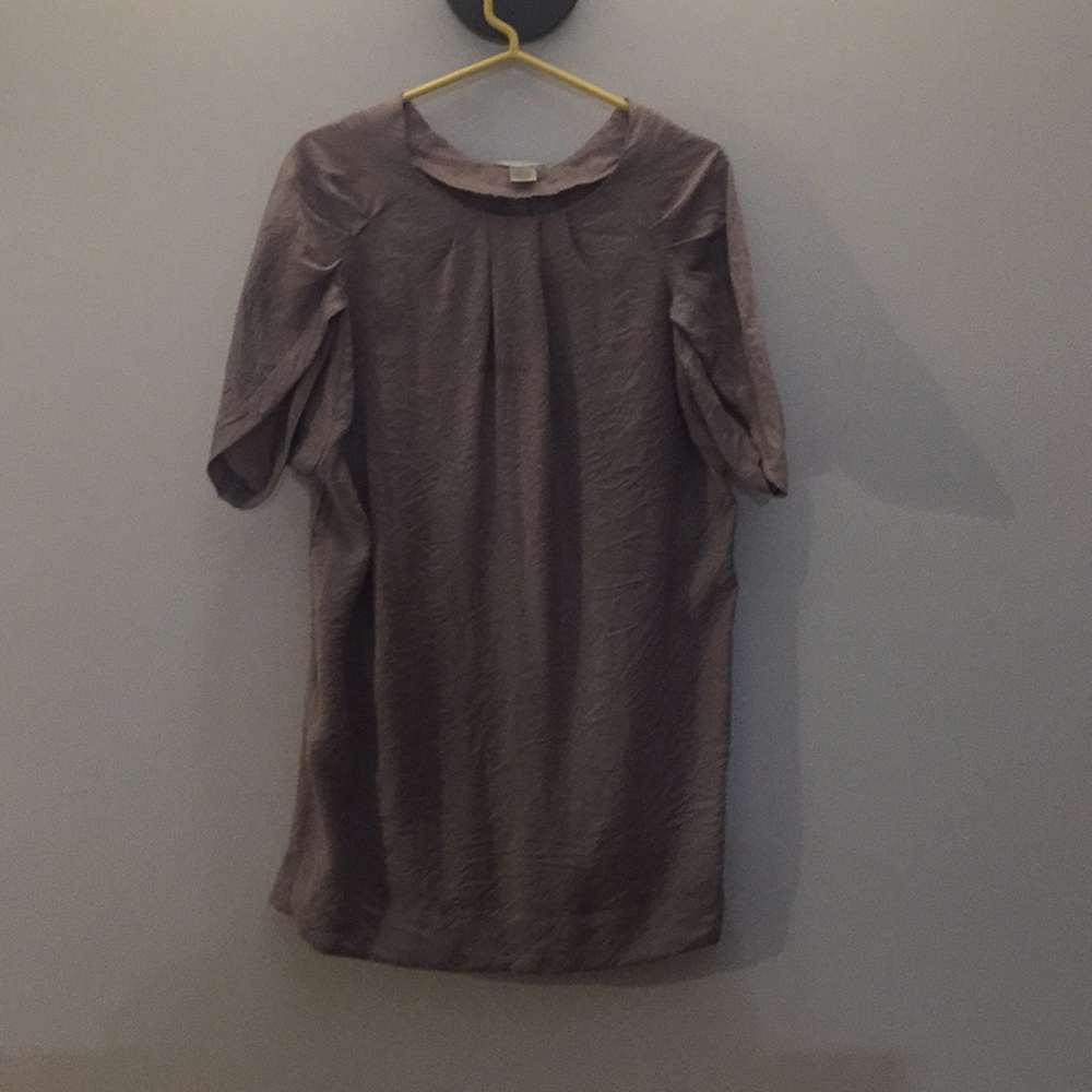 Tan sack dress with metallic finish